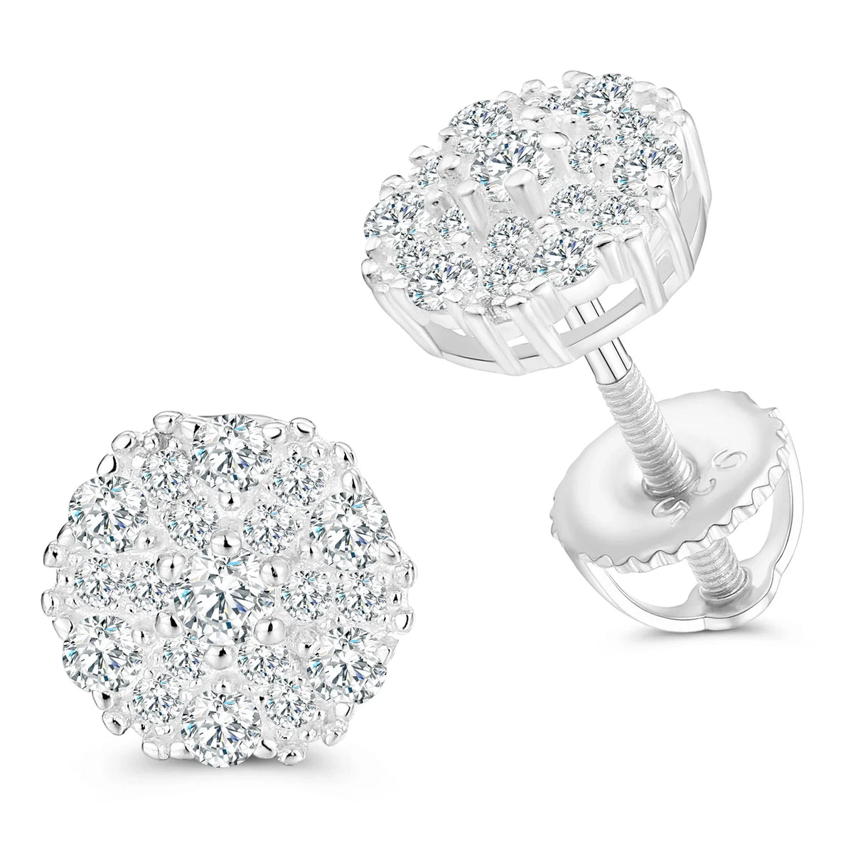 Men's Moissanite Halo Stud Earrings - Yoyisjewelry