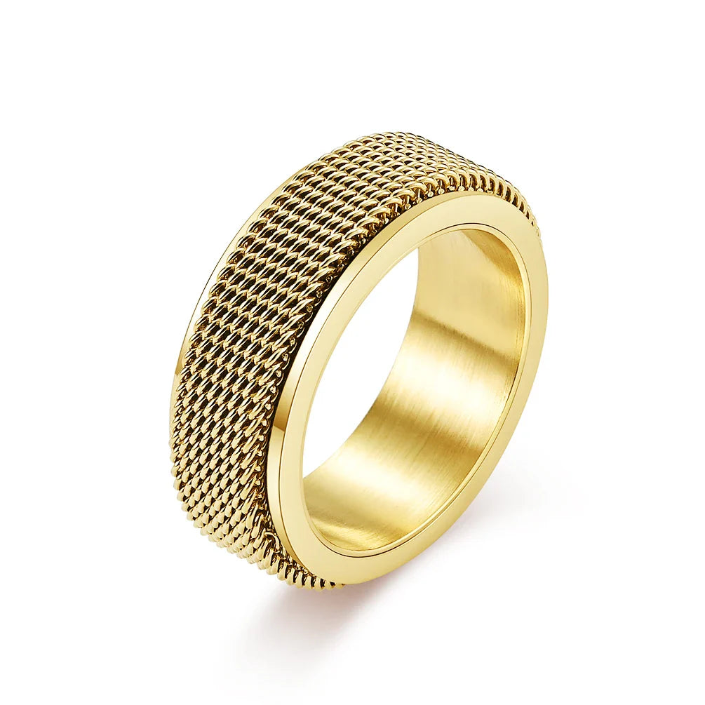 Men's Woven Mesh Spinner Ring - Yoyisjewelry