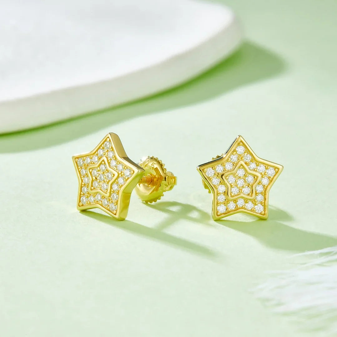 Men's Moissanite Star Earrings - Yoyisjewelry