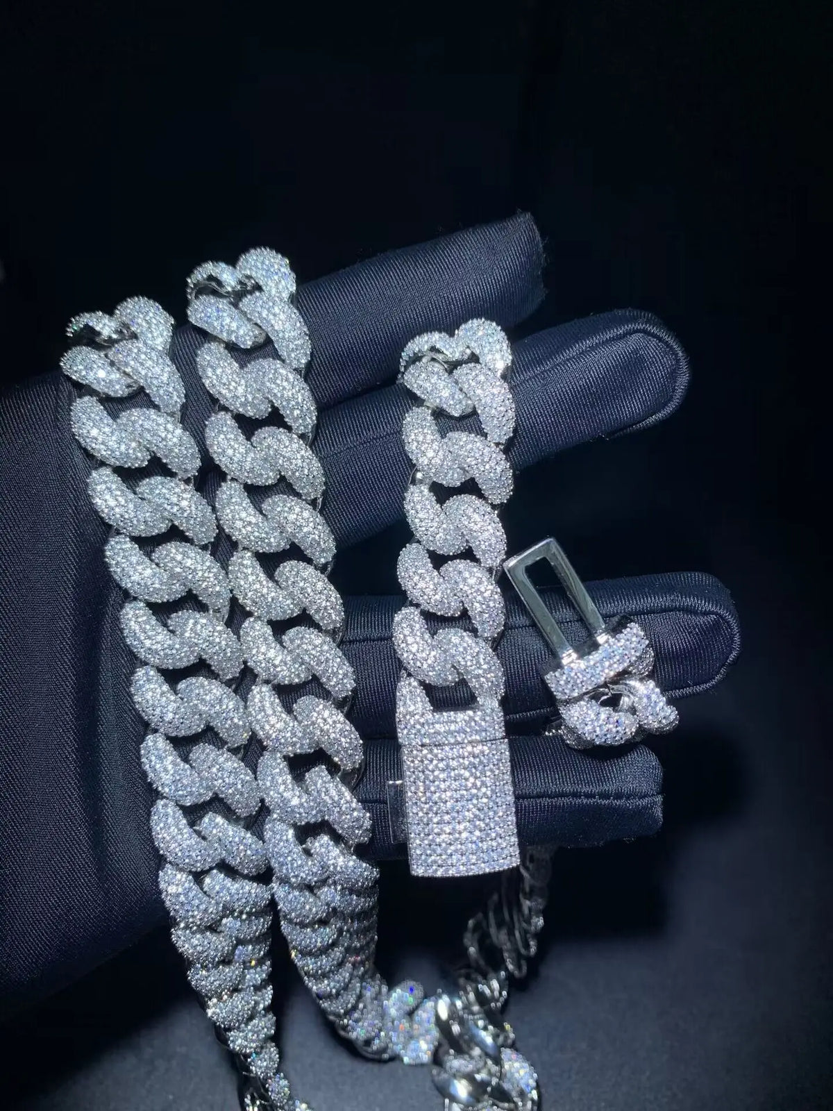 White Gold Thick Full Paved Moissanite Miami Cuban Link Chain - Yoyisjewelry