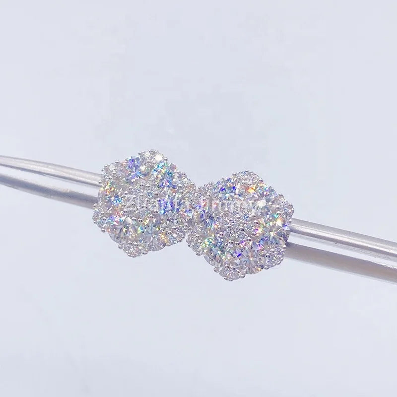 Men's Sterling Silver Moissanite Stud Earrings - Yoyisjewelry