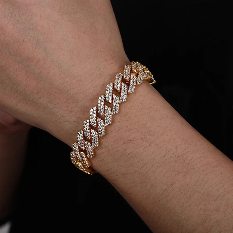 Men's Gold Moissanite Miami Cuban Link Bracelet - Yoyisjewelry