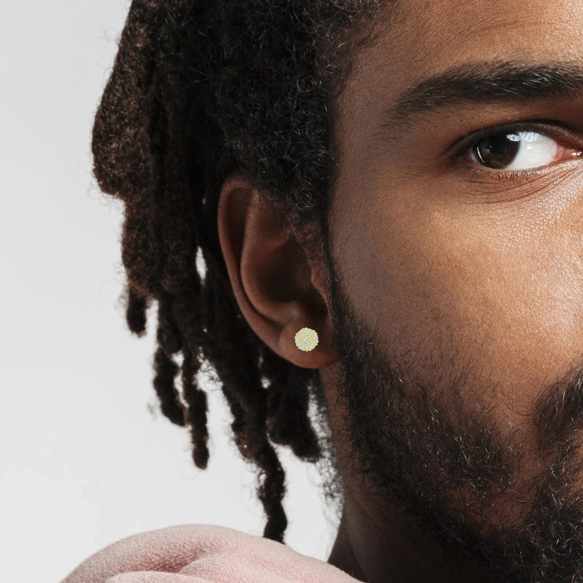 Men's Moissanite Halo Stud Earrings - Yoyisjewelry