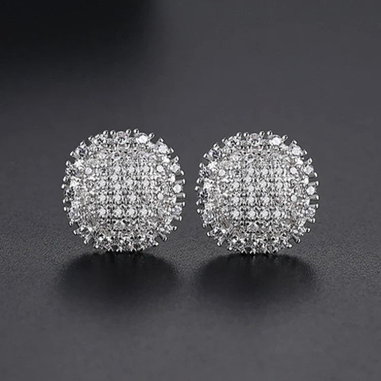 Men's Moissanite Round Stud Earrings - Yoyisjewelry