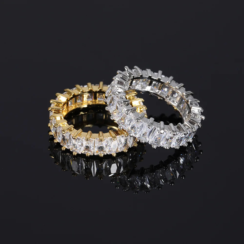 Men's Moissanite Single Row T-Square Zircon Ring - Yoyisjewelry