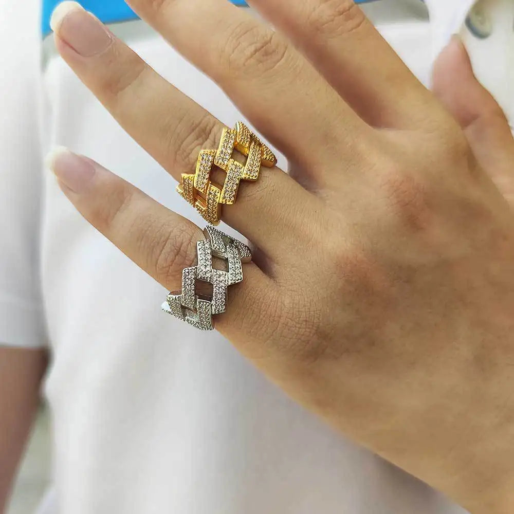 Men's Moissanite Cuban Link Ring - Yoyisjewelry