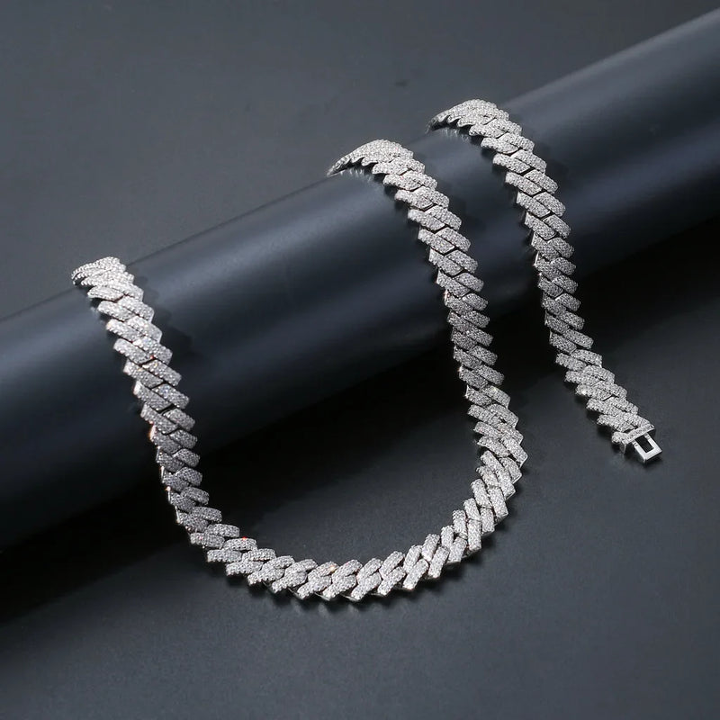 Men's White Gold Moissanite Cuban Link Chain - Yoyisjewelry