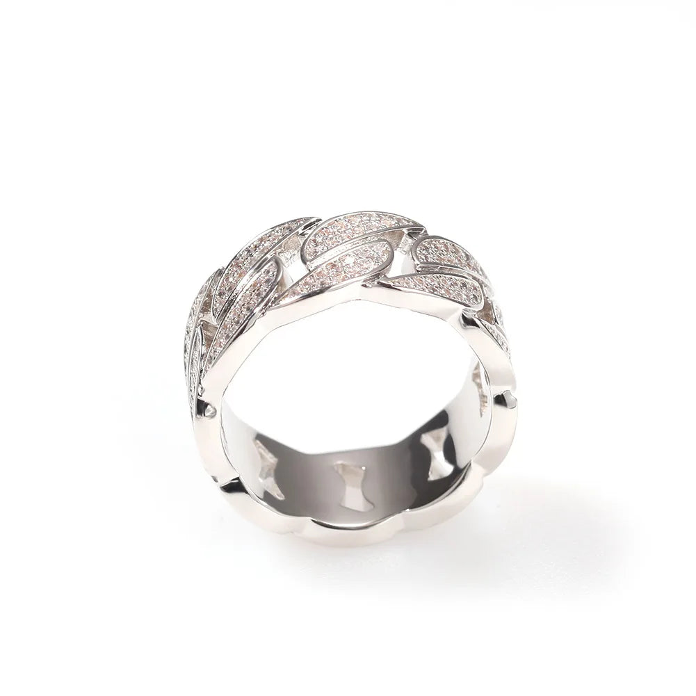 Men's Moissanite Finger Cluster Cuban Ring - Yoyisjewelry