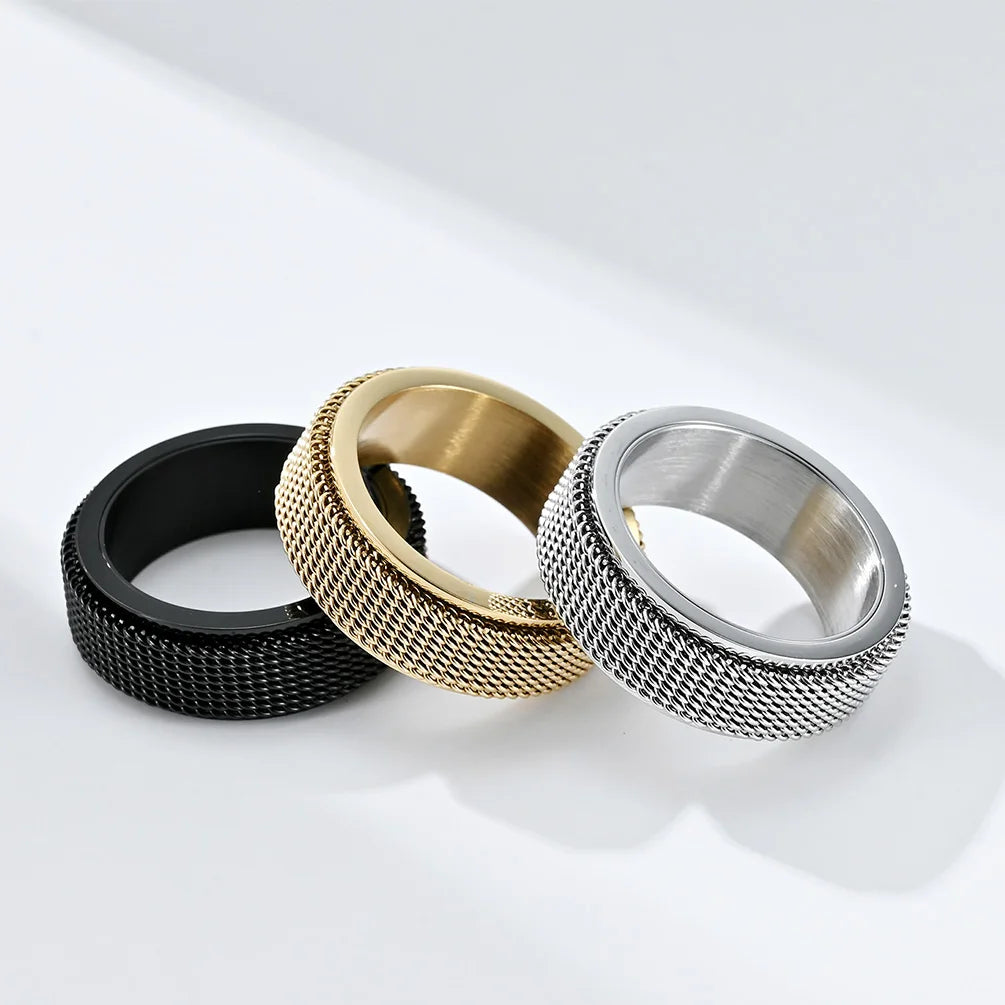 Men's Woven Mesh Spinner Ring - Yoyisjewelry