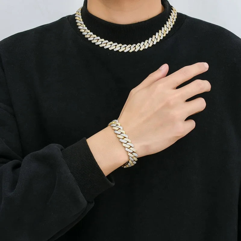 Two Tone Moissanite Cuban Link Bracelet - Yoyisjewelry