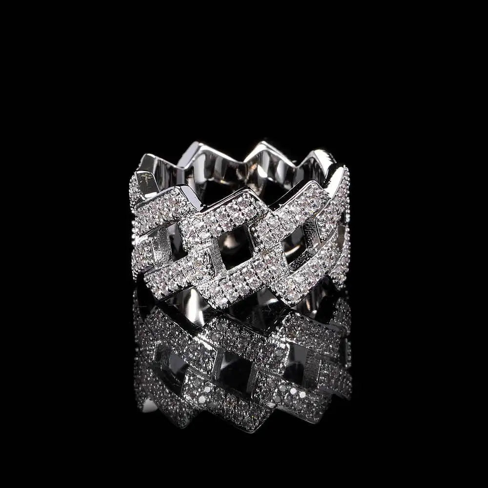 Men's Moissanite Cuban Link Ring - Yoyisjewelry