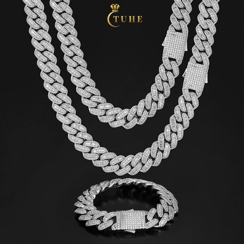 Men's Moissanite Flattened Cuban Link Chain - Yoyisjewelry