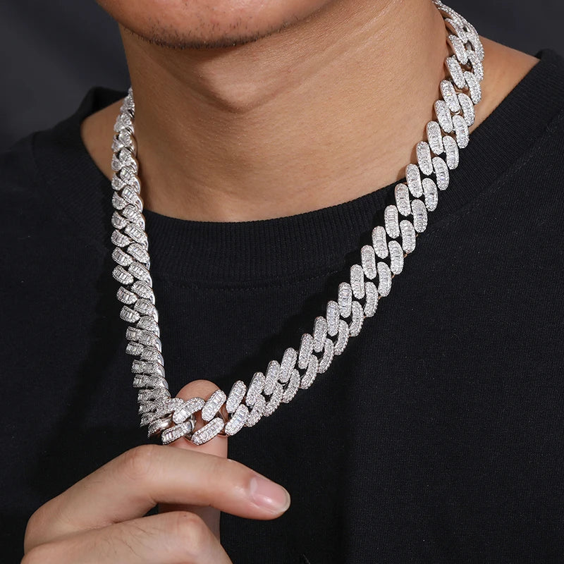 Men's Moissanite Flattened Cuban Link Chain - Yoyisjewelry