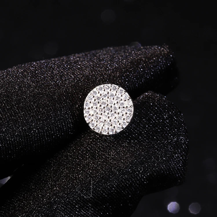Men's Sterling Silver Moissanite Round Stud Earrings - Yoyisjewelry