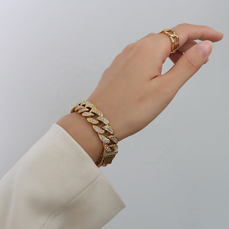 Men's Gold Moissanite  Cuban Link Bracelet - Yoyisjewelry