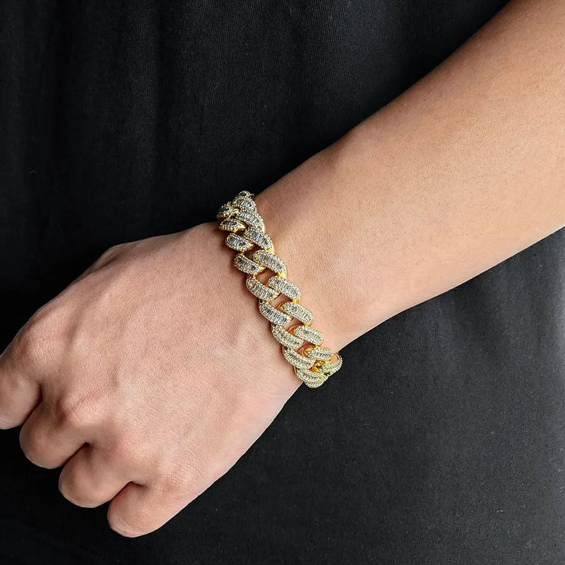 Men's Gold Moissanite  Box Buckle Bracelet - Yoyisjewelry