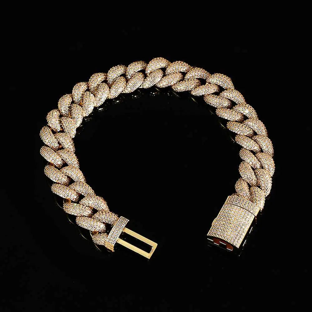 Thick Moissanite Paved Miami Cuban Link Bracelet - Yoyisjewelry