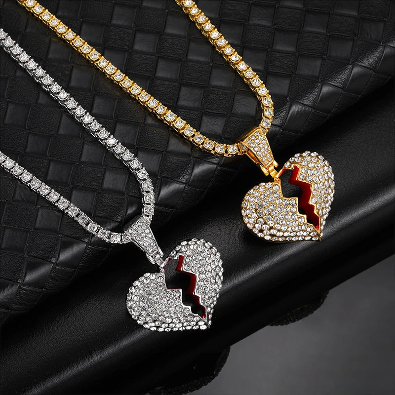 Men's Moissanite Heartbreak Pendant Chain - Yoyisjewelry