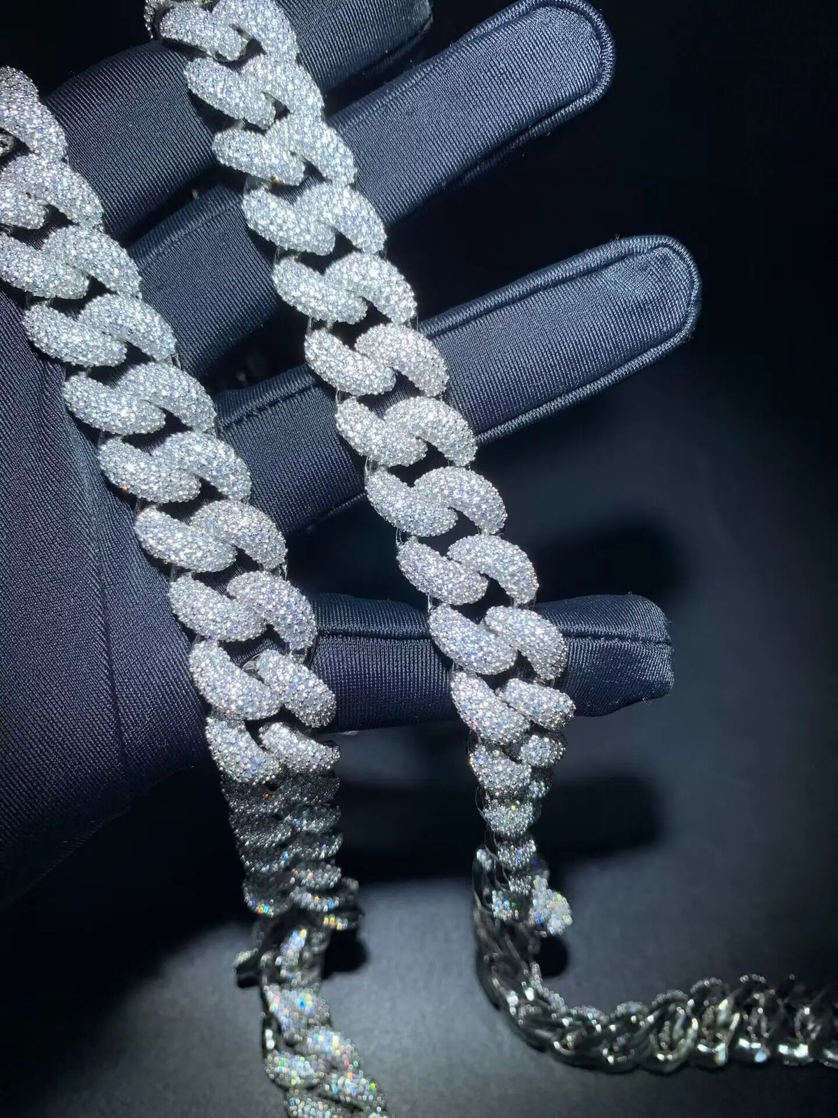 White Gold Thick Full Paved Moissanite Miami Cuban Link Chain - Yoyisjewelry