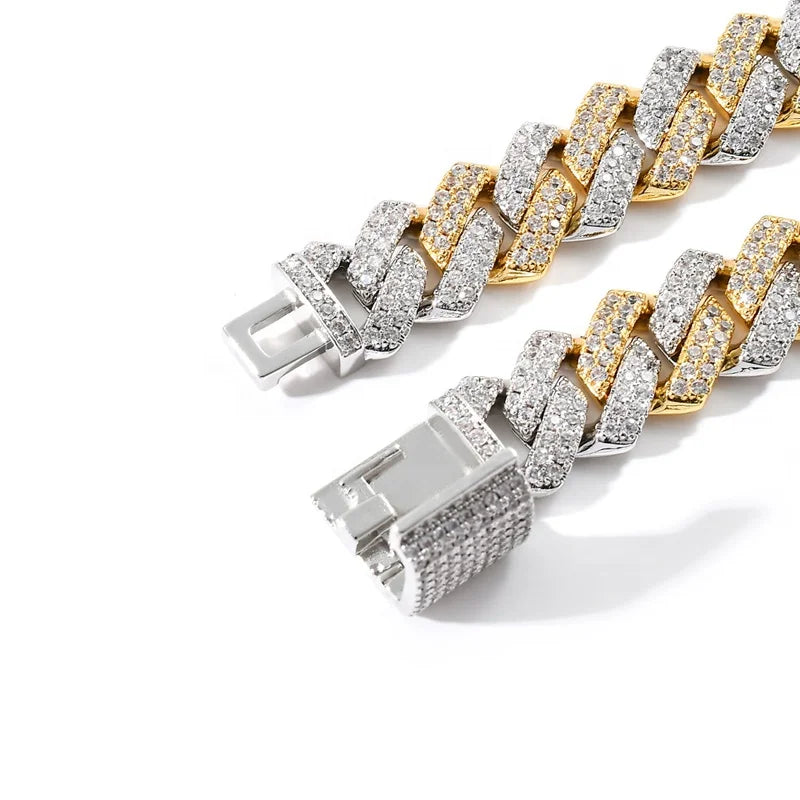 Two Tone Moissanite Cuban Link Bracelet - Yoyisjewelry