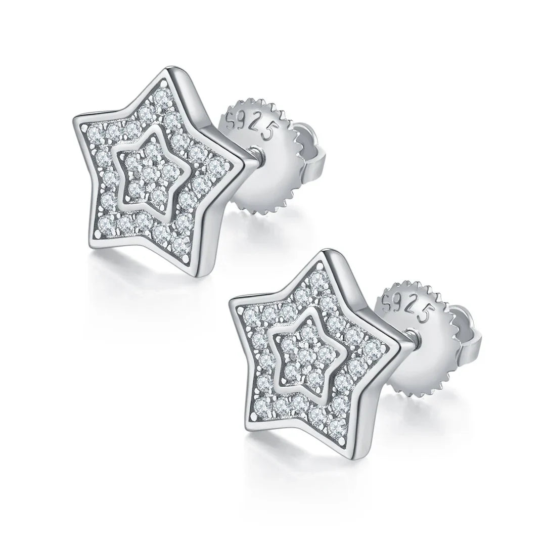 Men's Moissanite Star Earrings - Yoyisjewelry