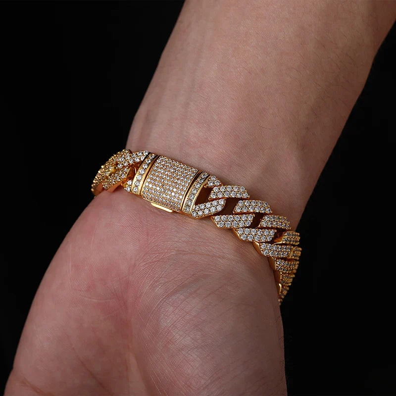 Men's Gold Moissanite Miami Cuban Link Bracelet - Yoyisjewelry
