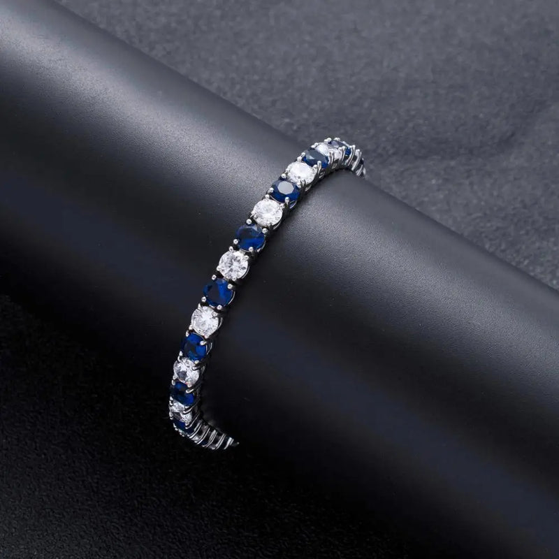 Men's Sterling Silver Blue Moissanite  Tennis Bracelet - Yoyisjewelry