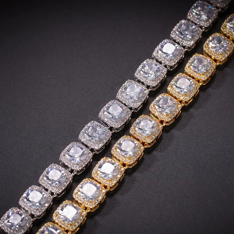 Men's Moissanite  Square Clustered Tennis Chain - Yoyisjewelry