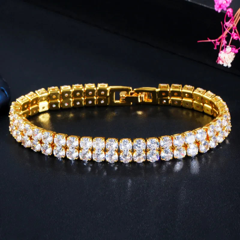 Men's Gold Moissanite  2-Row Tennis Bracelet - Yoyisjewelry