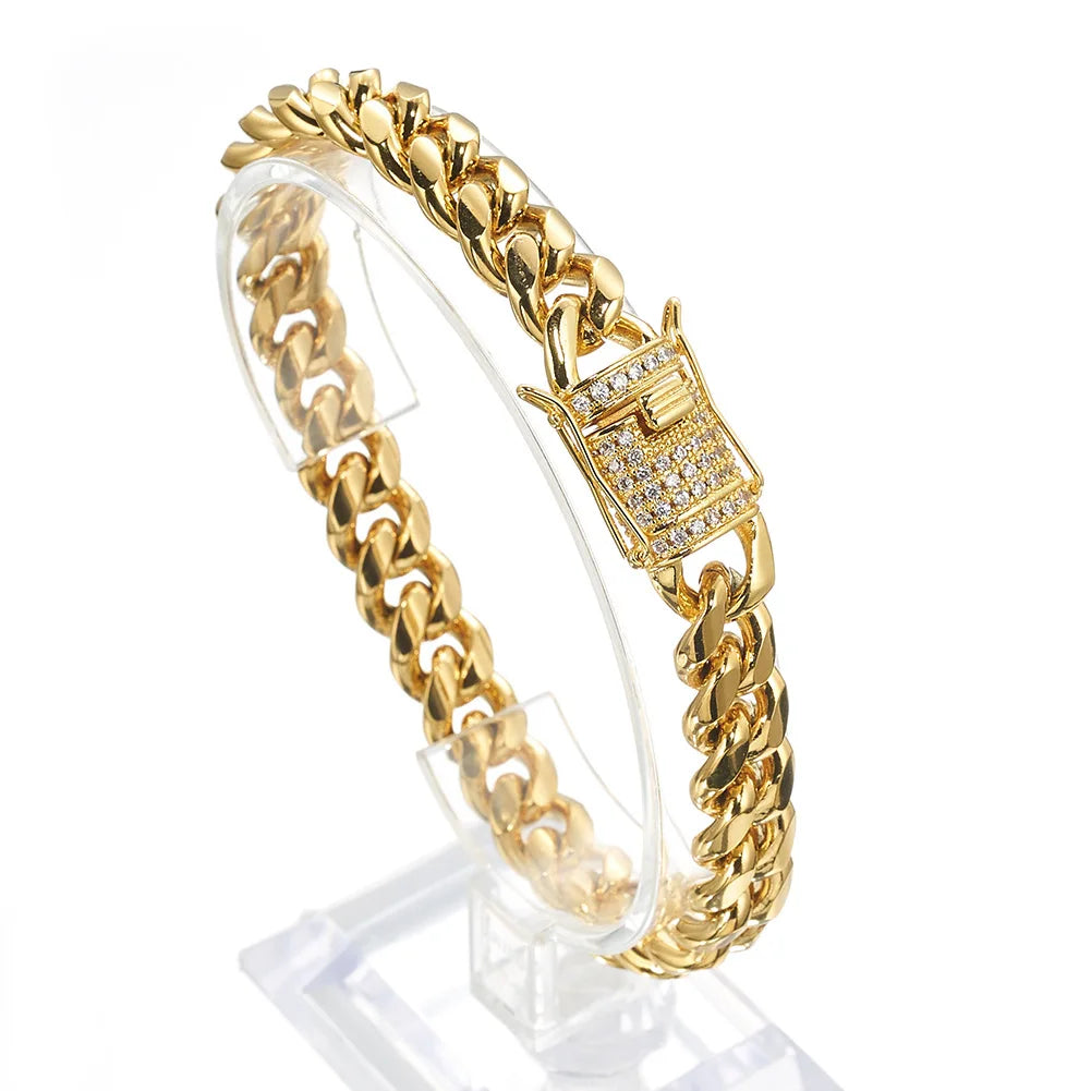 Men's Gold Moissanite  Cuban Link Bracelet - Yoyisjewelry