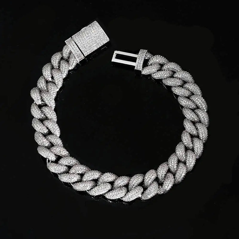 Thick Moissanite Paved Miami Cuban Link Bracelet - Yoyisjewelry