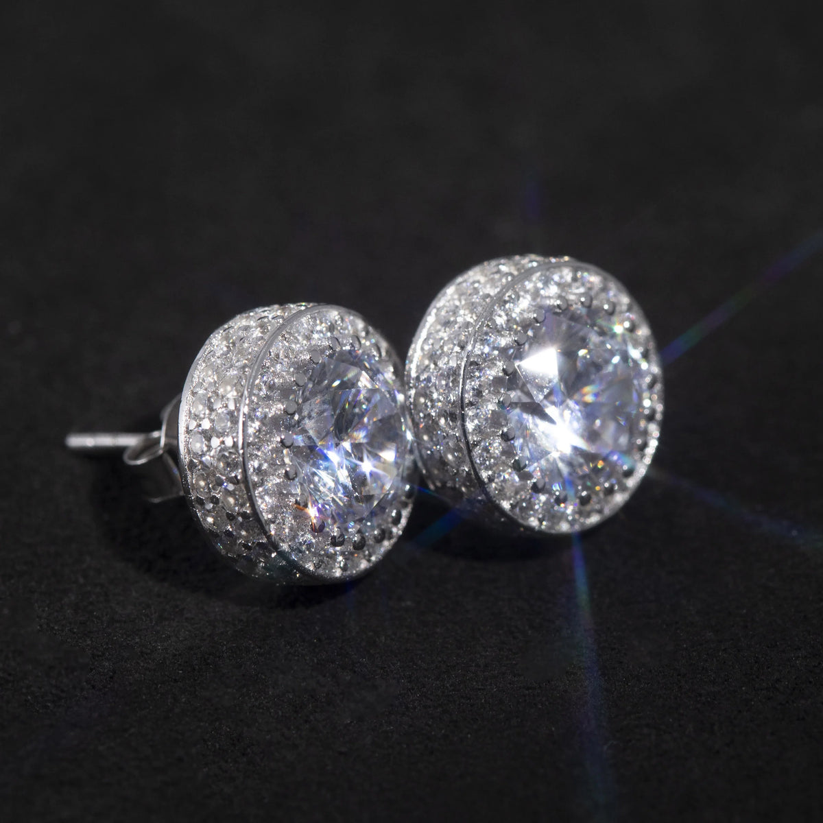 Men's Moissanite Halo Stud Earrings - Yoyisjewelry