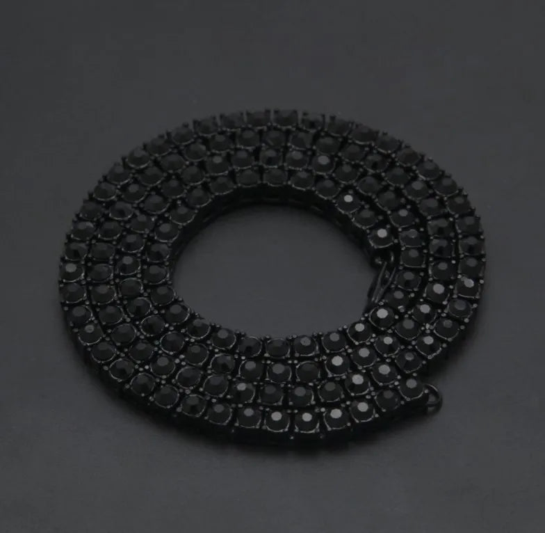 Men's Black Moissanite  Tennis Chain - Yoyisjewelry