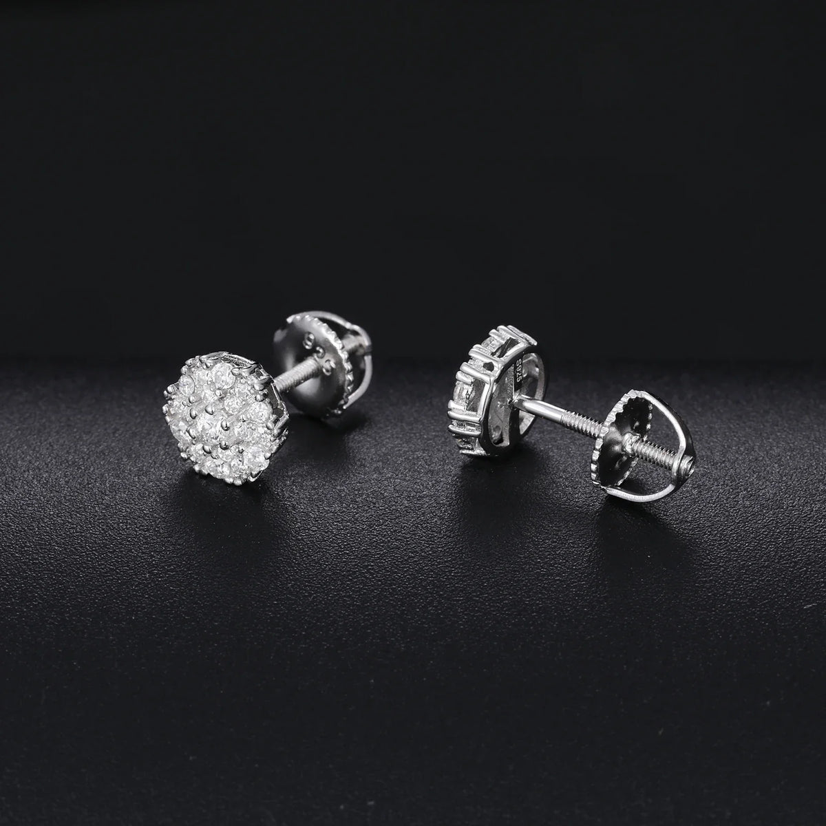 Men's Moissanite Halo Stud Earrings - Yoyisjewelry