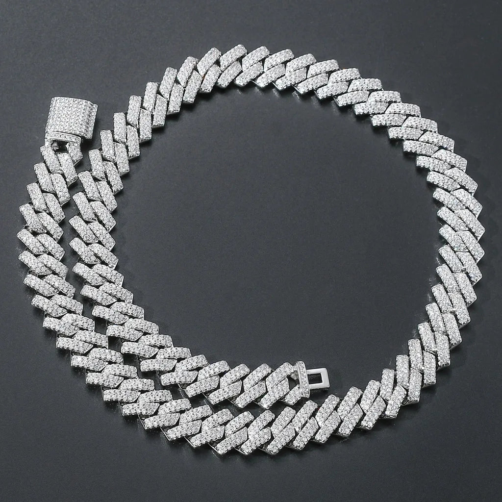 Men's White Gold Moissanite Cuban Link Chain - Yoyisjewelry