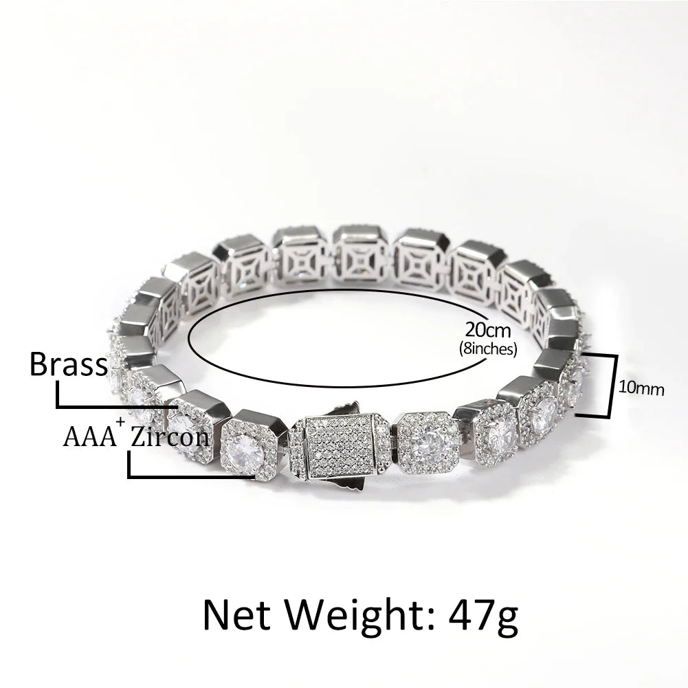 10mm Square Clustered Men's Bracelet - Yoyisjewelry