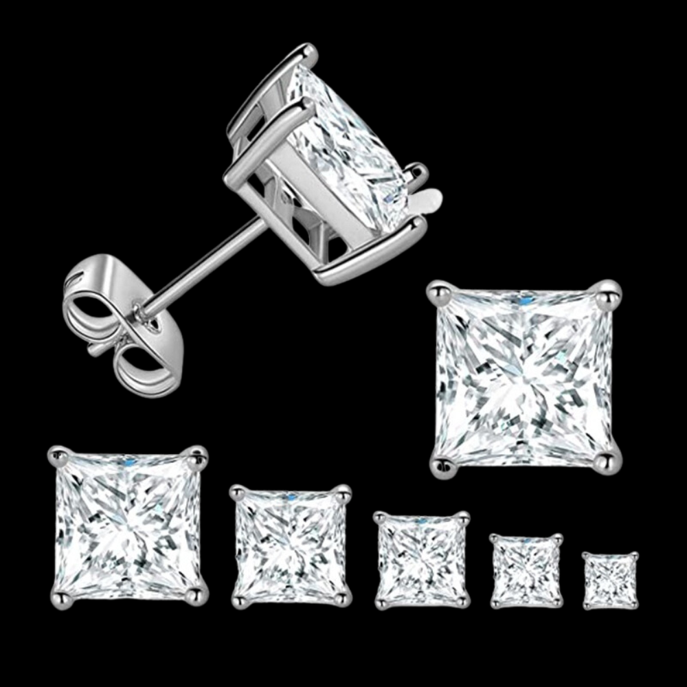 Men's Sterling Sliver Moissanite  Zircon Stud Earrings