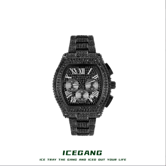 ICEGANG original three-eye barrel-shaped hip-hop luxury watch