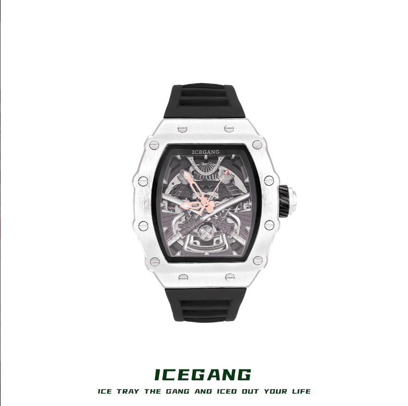 ICEGANG Chaos Warrior Silver Swordsman Mechanical Watch Unisex Automatic Movement Niche Barrel Watch Personality