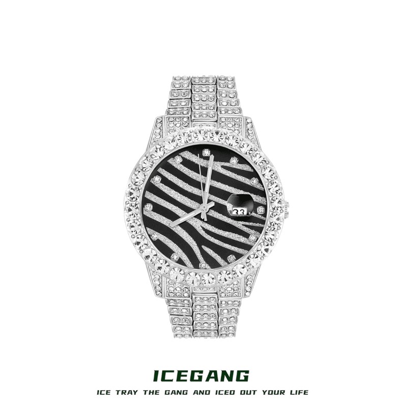 ICEGANG zebra pattern full diamond men and women couple fashion versatile temperament trend watch - Yoyisjewelry