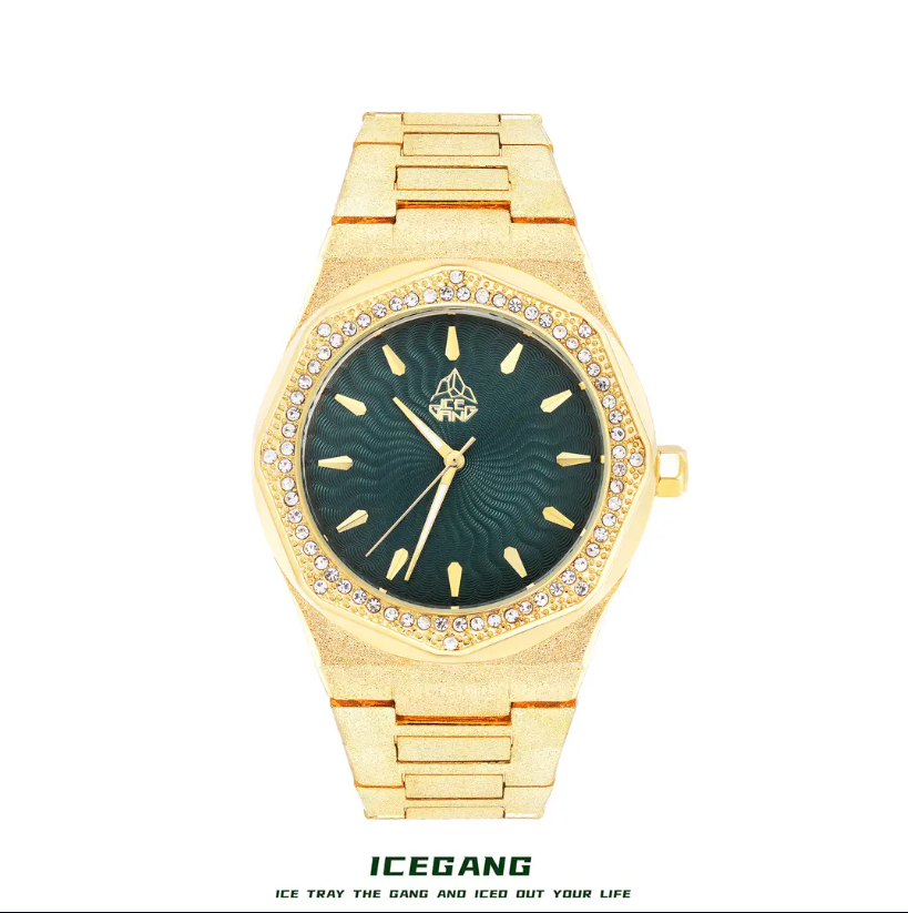 ICEGANG Sun God Series Frosted Gold Full Diamond Watch