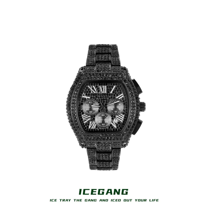 ICEGANG original three-eye barrel-shaped hip-hop luxury watch - Yoyisjewelry