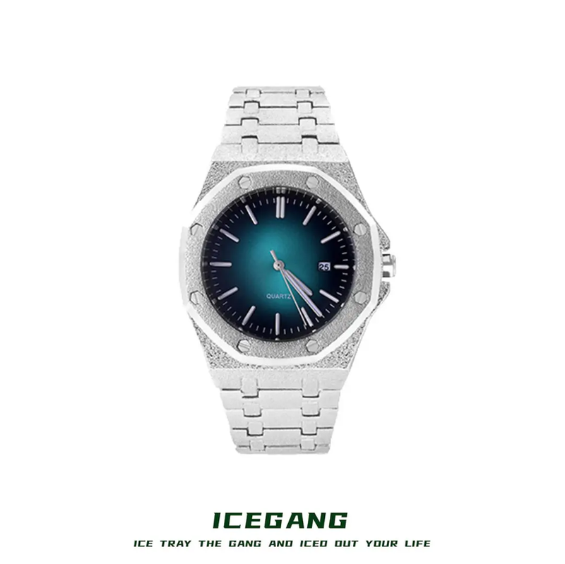 ICEGANG original stardust series gradient pink waffle matte frost gold watch small dial unisex - Yoyisjewelry