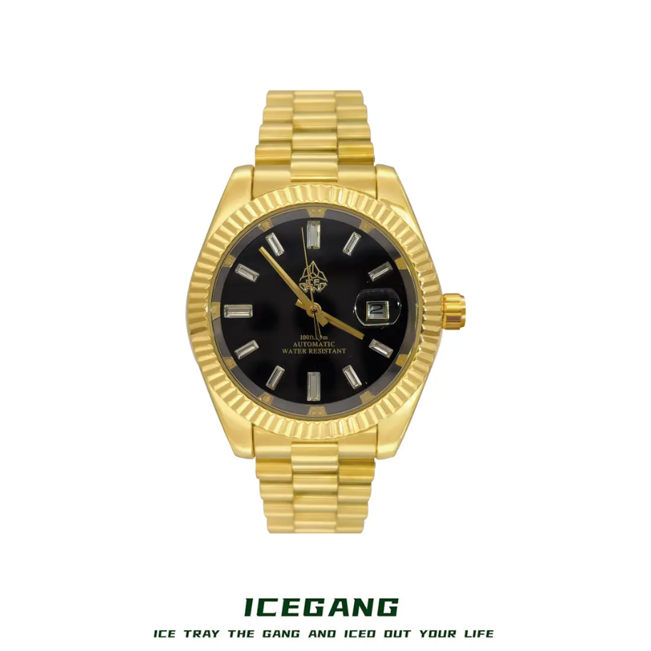 ICEGANG original stardust series waffle matte gold starry sky watch