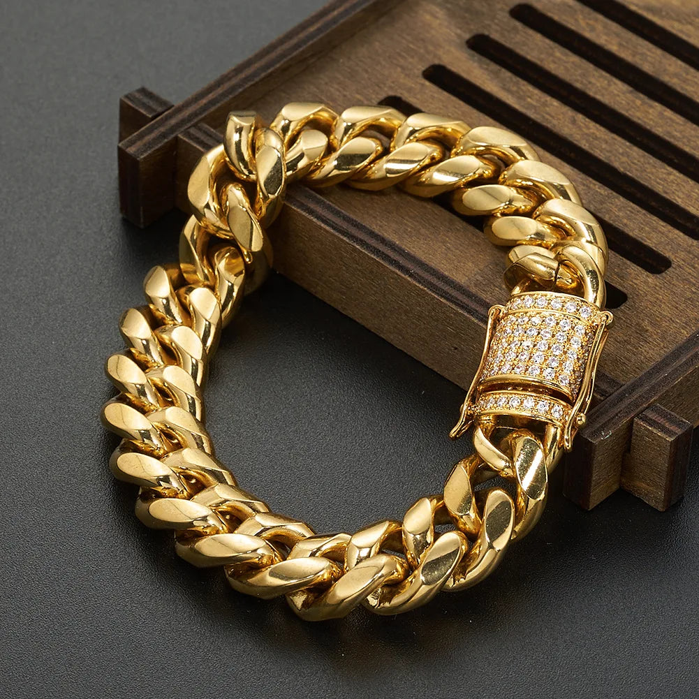 Men's Gold Moissanite  Cuban Link Bracelet - Yoyisjewelry