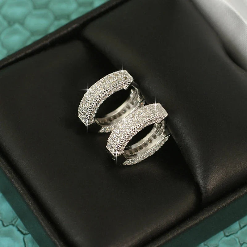 Men's Silver Moissanite  Mini Thick Hoop Earrings - Yoyisjewelry