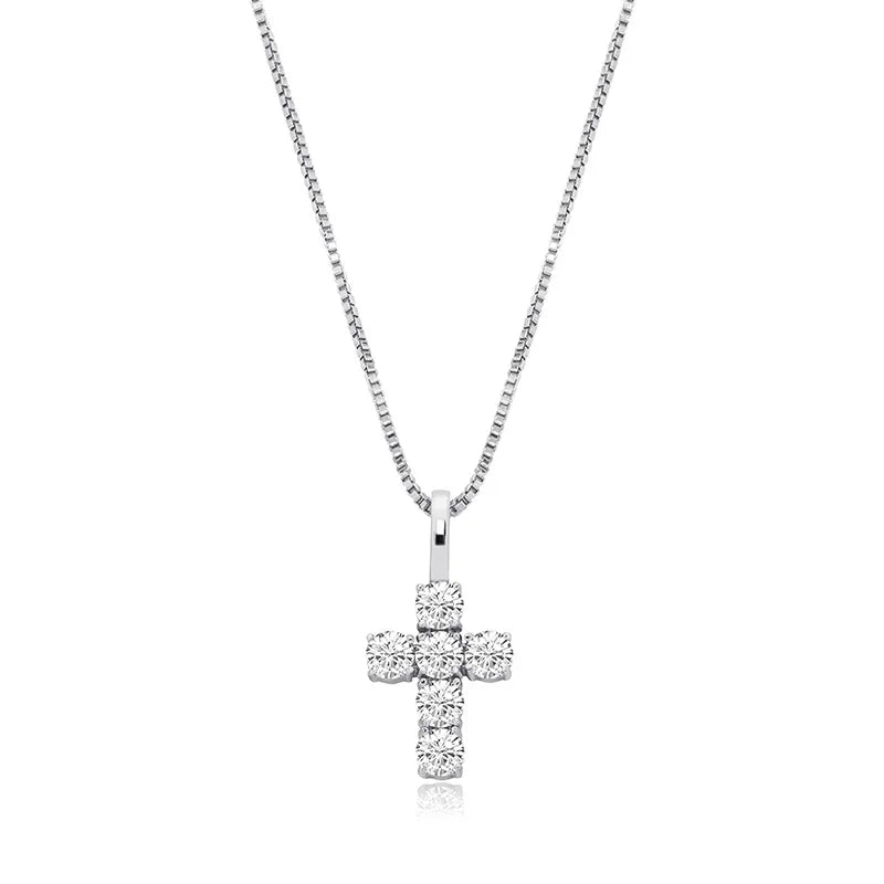 Men's Moissanite d Mini Cross Pendant Chain - Yoyisjewelry