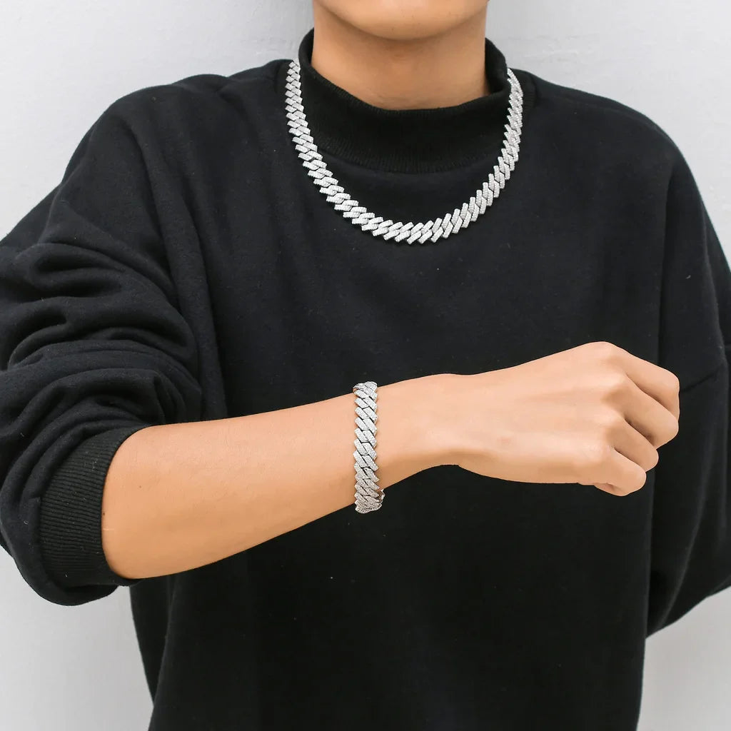 Men's White Gold Moissanite Cuban Link Chain - Yoyisjewelry