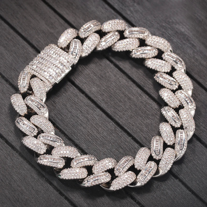 White Gold Moissanite Miami Cuban Link Chain - Yoyisjewelry