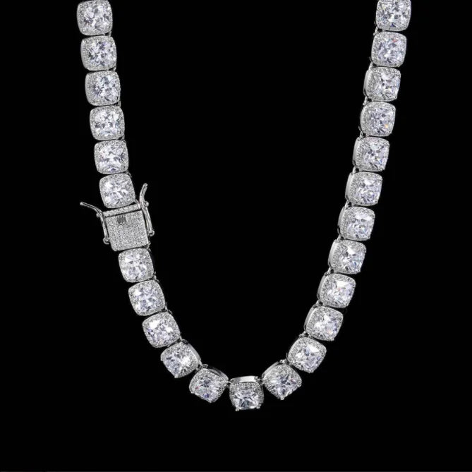 Men's Moissanite  Square Clustered Tennis Chain - Yoyisjewelry